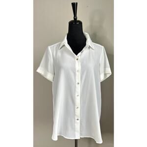 Hatch Savannah Short Sleeve White Button Up Shirt Maternity Size 2 - Medium